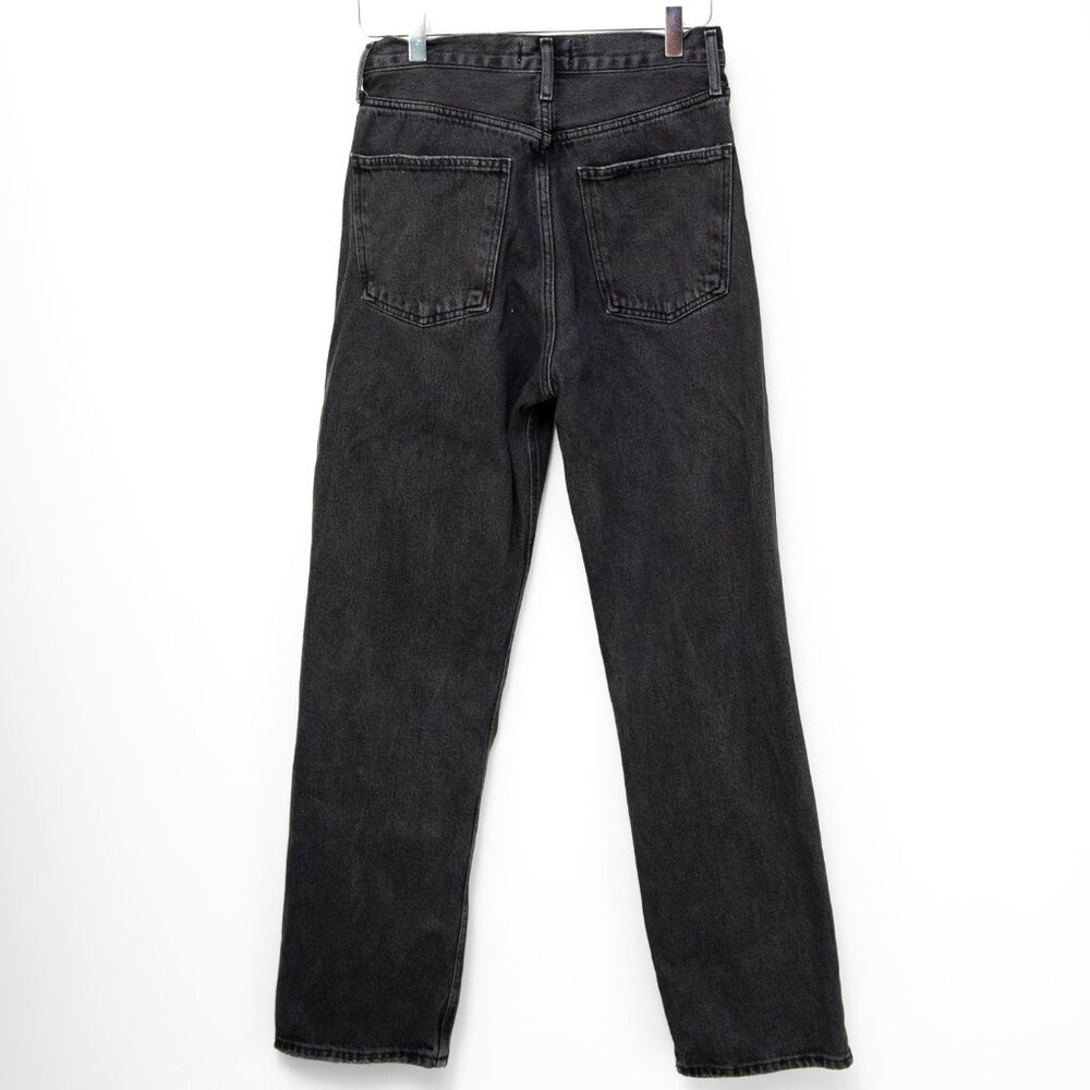 Agolde 90's Jeans Distressed Mid Rise Loose Button Fly Smokestack Black Size 26 - Picture 2 of 8